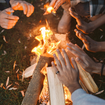 Warming up hands whilst camping