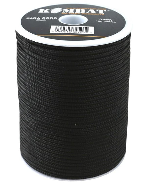 Para Cord 3mm on 100m Reel (Various colours) Black By Kombat UK