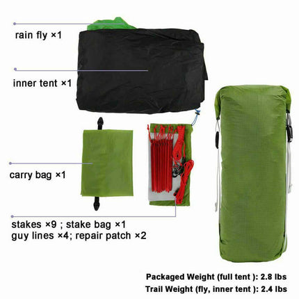 3FULgear Lanshan 2 Classic 3-Season Tent - Green (T Zip) By 3F UL GEAR