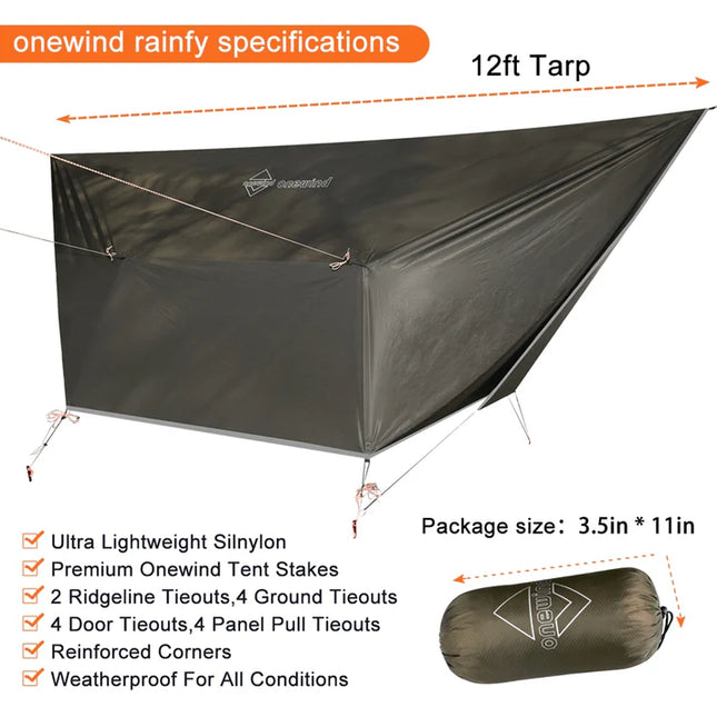 Onewind Billow Ultralight Hammock Tarp Shelter 12' By Onewind Outdoors