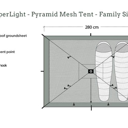 DD SuperLight Pyramid Mesh Tent - Family Size By DD Hammocks