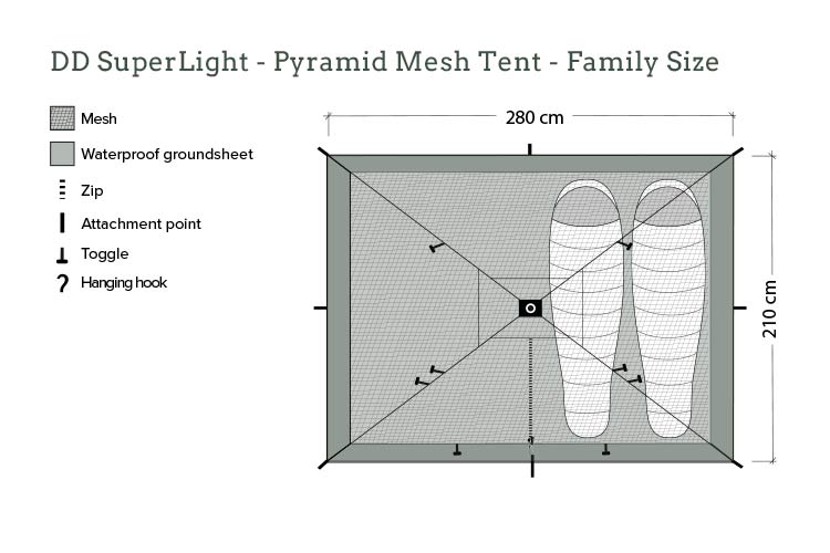 DD SuperLight Pyramid Mesh Tent - Family Size By DD Hammocks