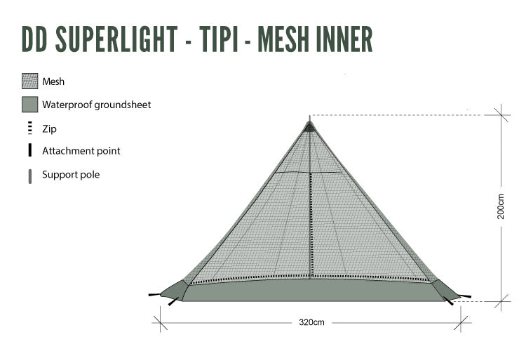 DD SuperLight - Tipi - Mesh Inner By DD Hammocks