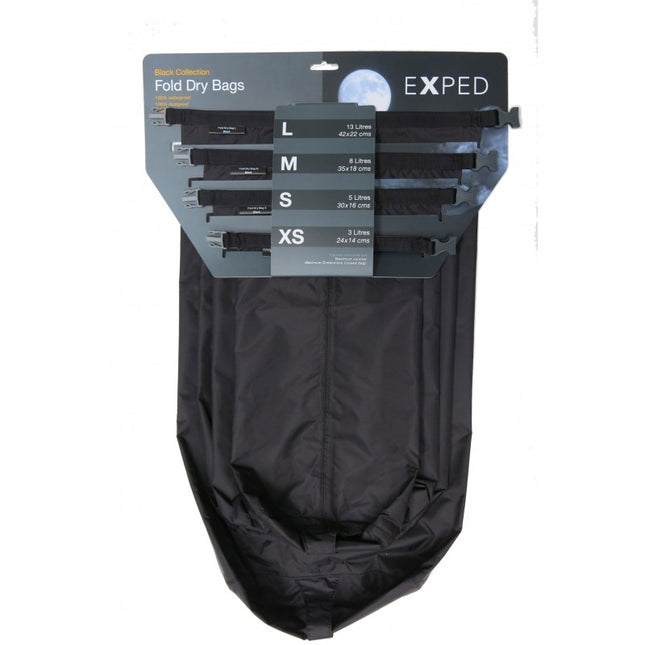 Exped Fold Dry Bag 4 pack set (Various Colours) Black By Exped