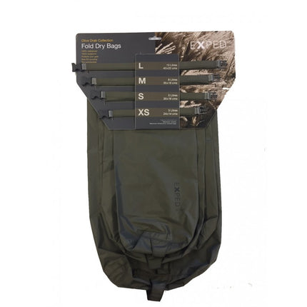 Exped Fold Dry Bag 4 pack set (Various Colours) Olive Drab By Exped