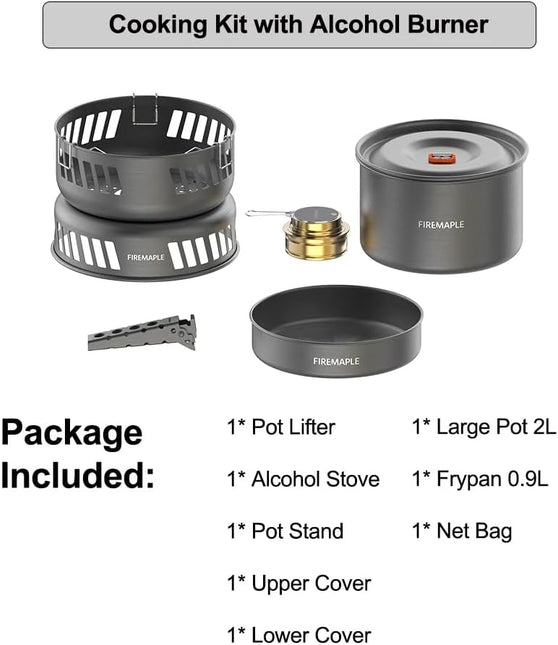 Firemaple Cooking Kit with Pans and Alcohol Burner By Fire Maple Gear