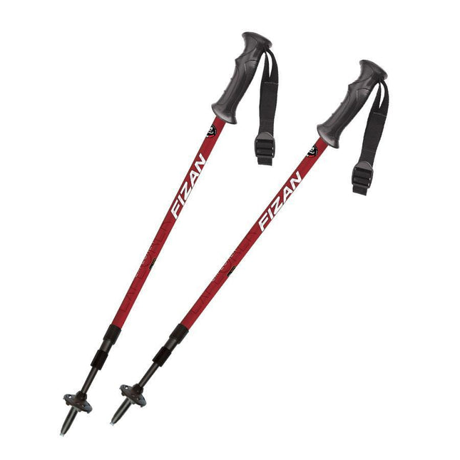 Fizan Explorer – Red 3 Part Hiking Poles (Pair) By Fizan