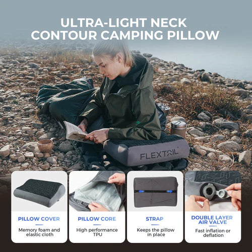 Flextail ZERO Pillow - B Shape Inflatable Camping Air Pillow (Thick Version) By Flextail Gear