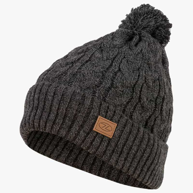 Highlander Beira Lined Bobble Hat (Various Colours) Charcoal marl By Highlander Outdoor