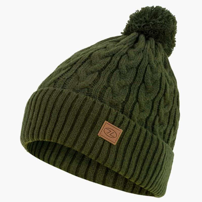 Highlander Beira Lined Bobble Hat (Various Colours) Olive By Highlander Outdoor