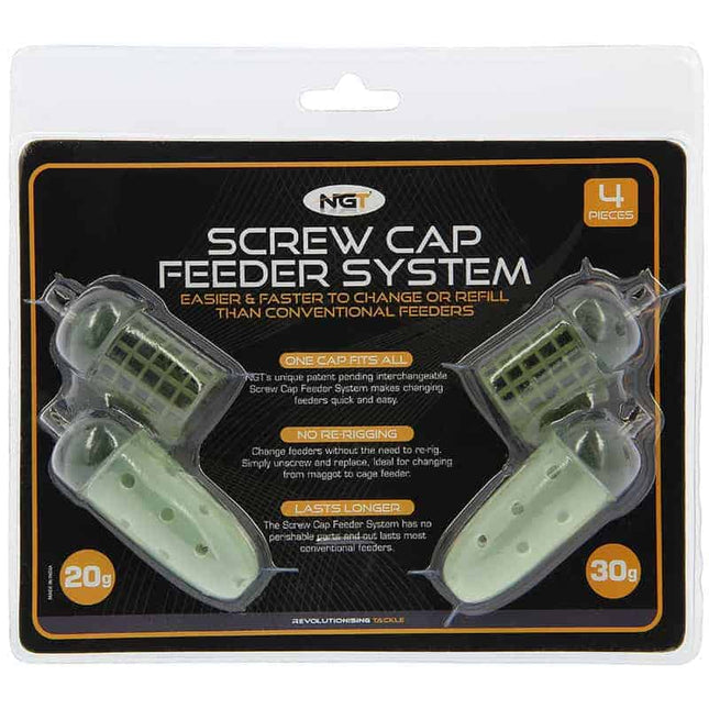 NGT 4 Pack NGT 'Screw Cap' Feeder Set 20 / 30g By NGT