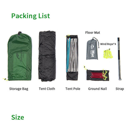 Naturehike Bear-UL2 2 Man Tent (Green) 20D By NatureHike