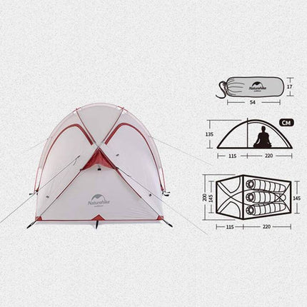 Naturehike Hiby 2-3 Person Tent (Grey/Red) By NatureHike