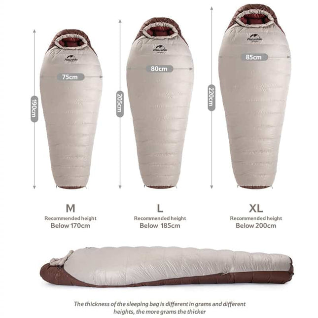 Naturehike Snowbird Mummy duck down winter Sleeping Bag (Various Sizes and Ratings ) By NatureHike