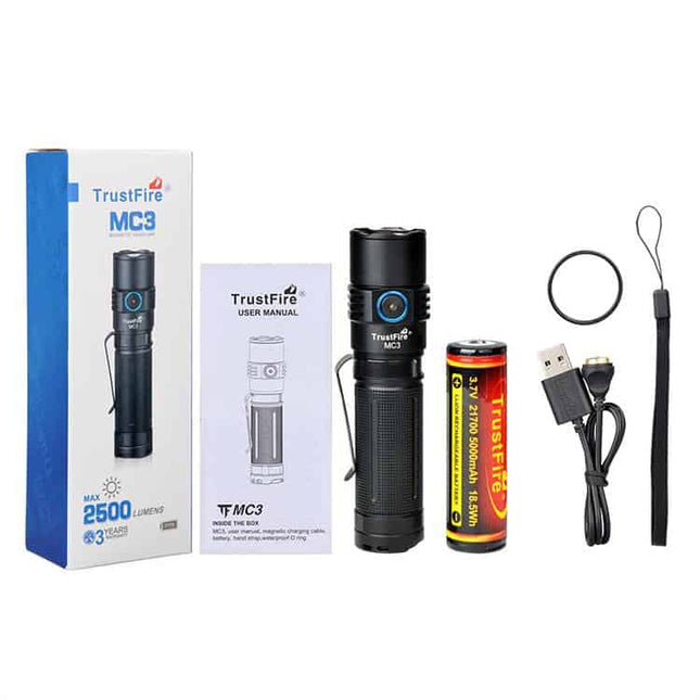 Trustfire MC3 EDC Magnetic Rechargeable Led Flashlight 2500Lumens By Trust Fire