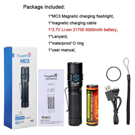 Trustfire MC3 EDC Magnetic Rechargeable Led Flashlight 2500Lumens By Trust Fire