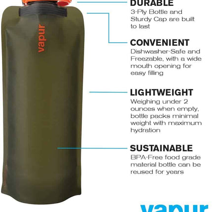 Vapur Wide Mouth 700ml Folding Water Bottle (Various Colours) By Vapur