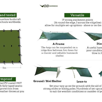 DD Tarp 3x3 (Various Colours) By DD Hammocks