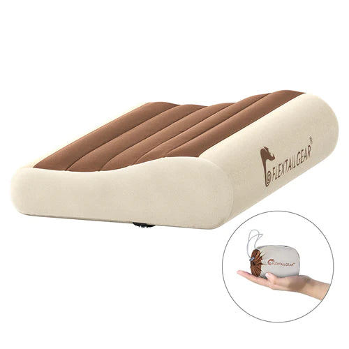 Flextail ZERO PILLOW-B Shape Inflatable Camping Air Pillow Brown By Flextail Gear