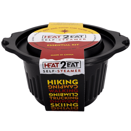 Heat2Eat Self Steamer Small Black Round Camping Food Steamer 2x HeatStones By Heat2Eat Self Steamers