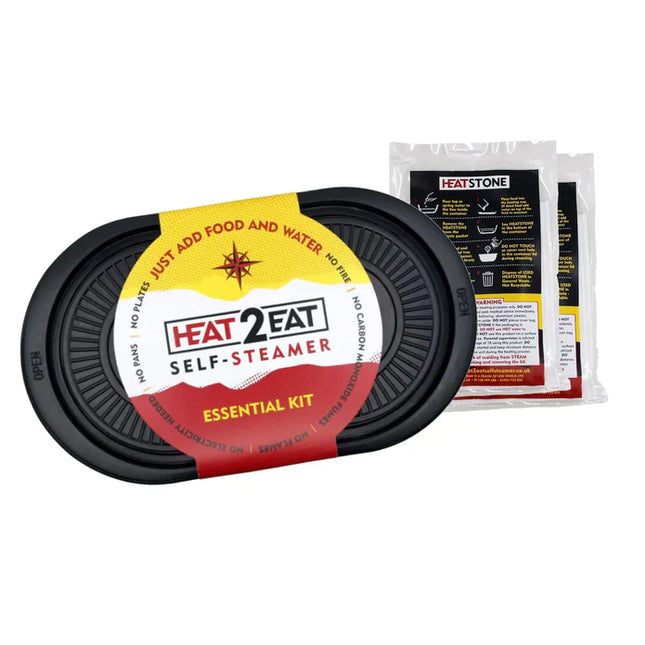 Heat2Eat Self Steamer Small Black Oval Camping Food Steamer 2x HeatStones By Heat2Eat Self Steamers