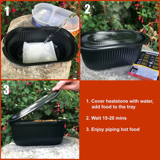 Heat2Eat Self Steamer Small Black Oval Camping Food Steamer 2x HeatStones By Heat2Eat Self Steamers