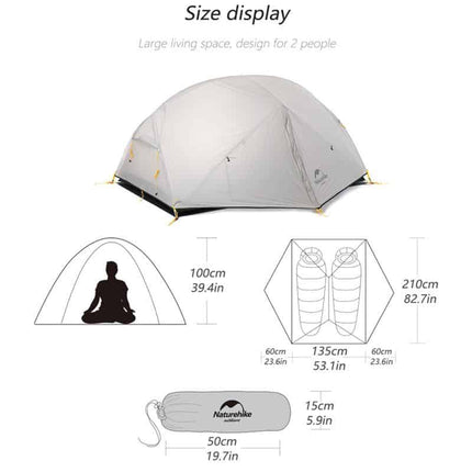 Naturehike 20D Mongar Ultralight 2 man Tent (Various Colours) With Mat By NatureHike