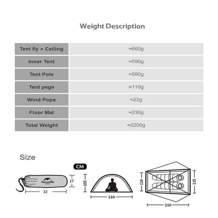 Naturehike Nebula 2, 2 Man tent 4 Season By NatureHike