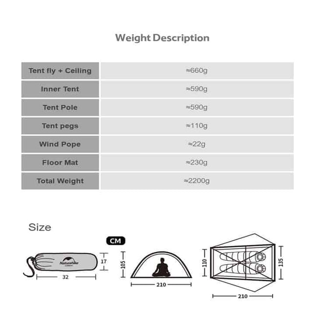 Naturehike Nebula 2, 2 Man tent 4 Season By NatureHike