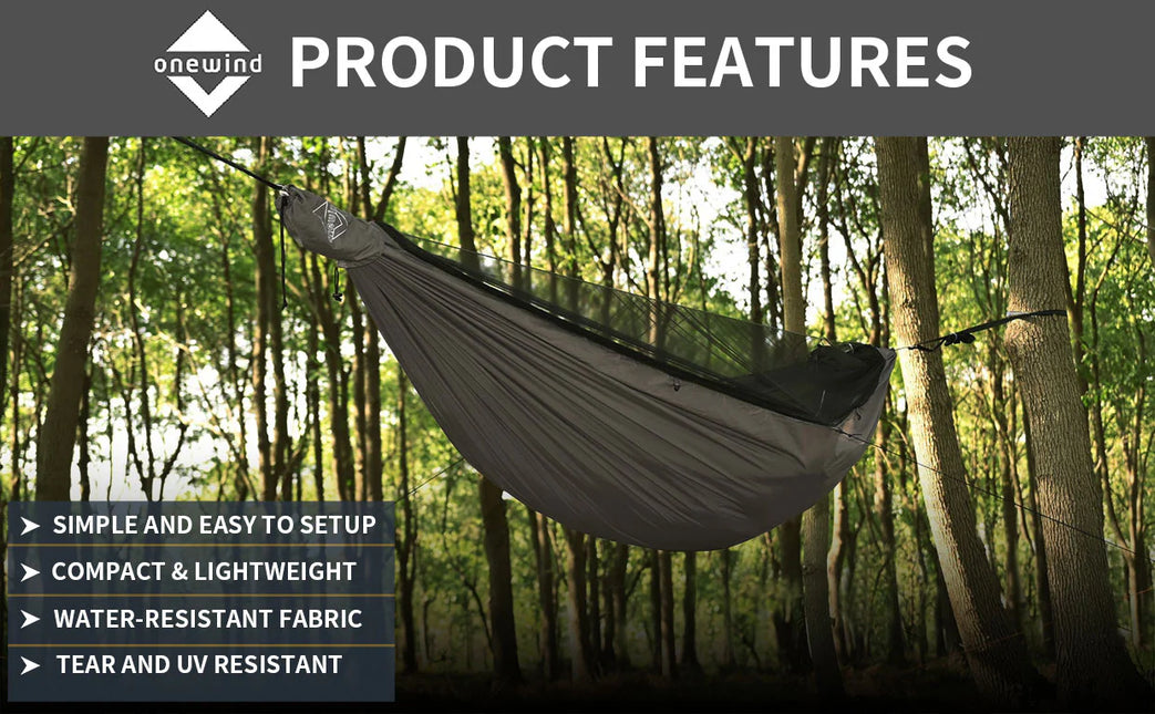 Onewind Airstream 11' Hammock with Detachable Zipper Bugnet and Wind Sock By Onewind Outdoors