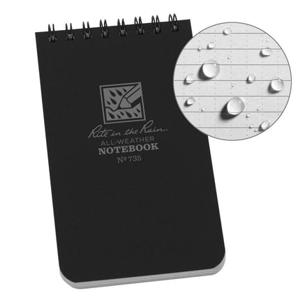 Rite In The Rain top Spiral Notebook 3"x5" Grey By RITE IN THE RAIN