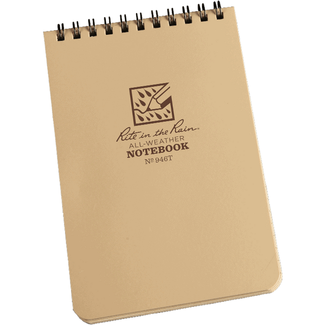 Rite in the Rain 4" x 6" Notebook (Tan) Waterproof Notepad By RITE IN THE RAIN