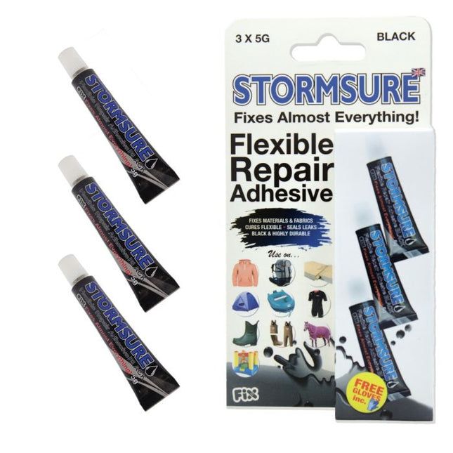 Stormsure Flexible Repair Adhesive (Clear/ Black) Black 3x 5g By StormSure / Stormseal